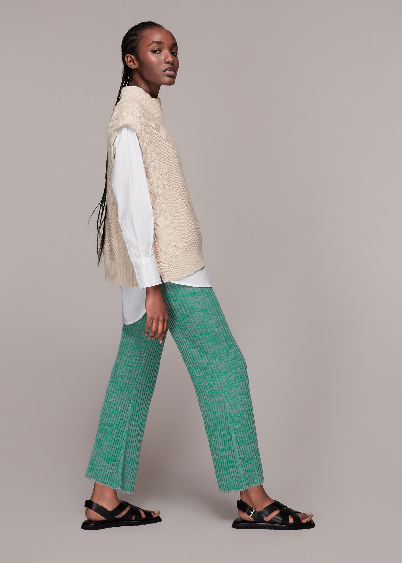 Flecked Rib Flare Knit Trouser
