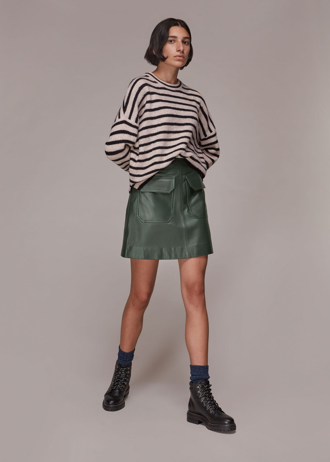 Military Leather Pocket Skirt