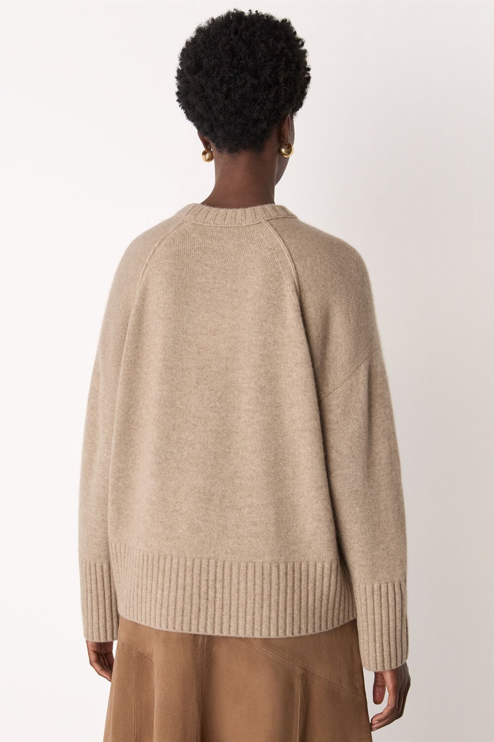 Neutral Heavy Cashmere Crew Neck Knit