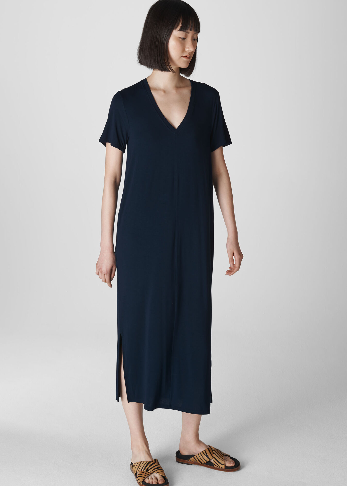 Navy Longline Jersey Dress WHISTLES Whistles