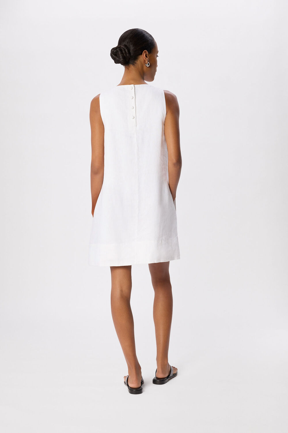 White Swing Linen Mini Dress
