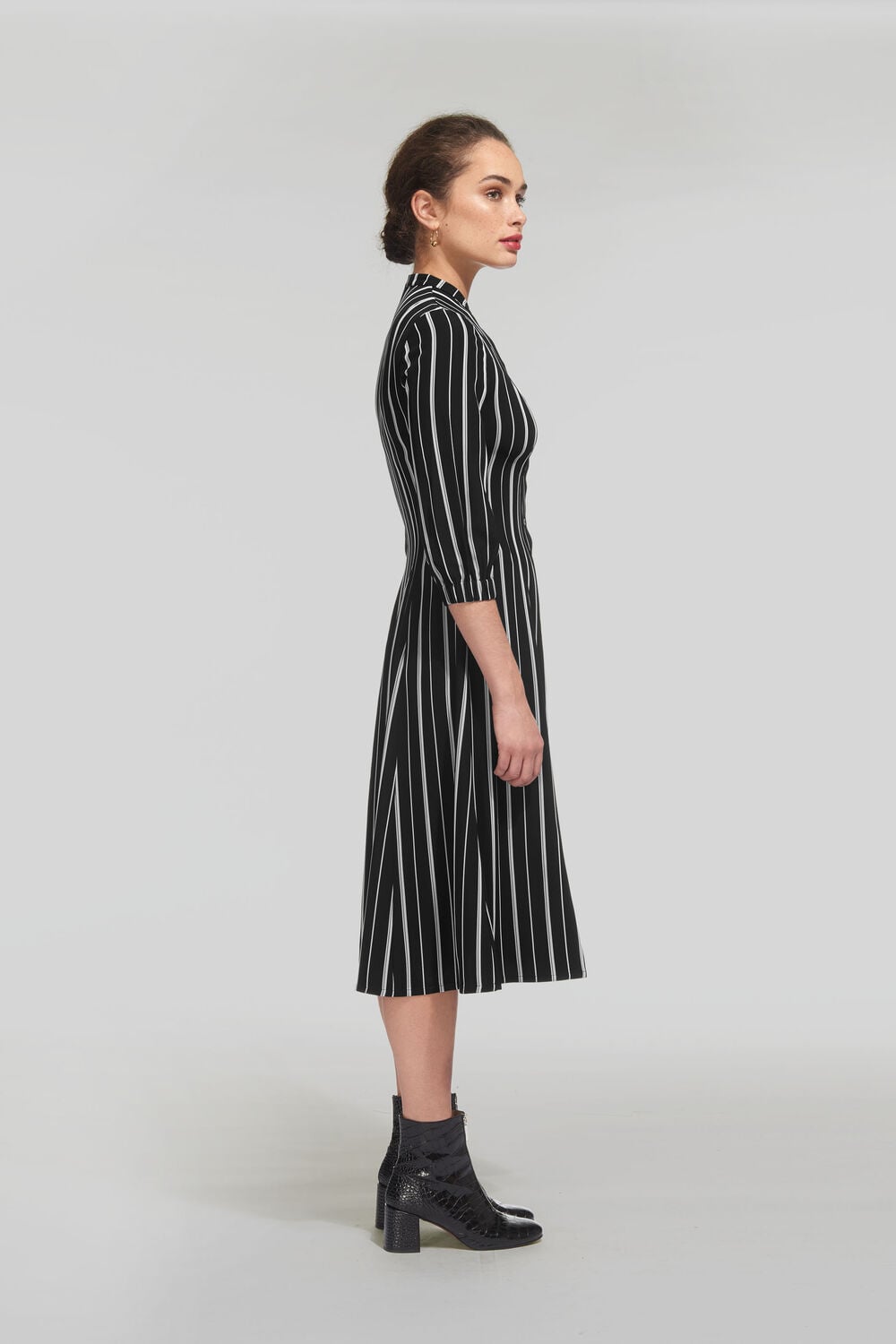 Leesa Stripe Shirt Dress Black and White