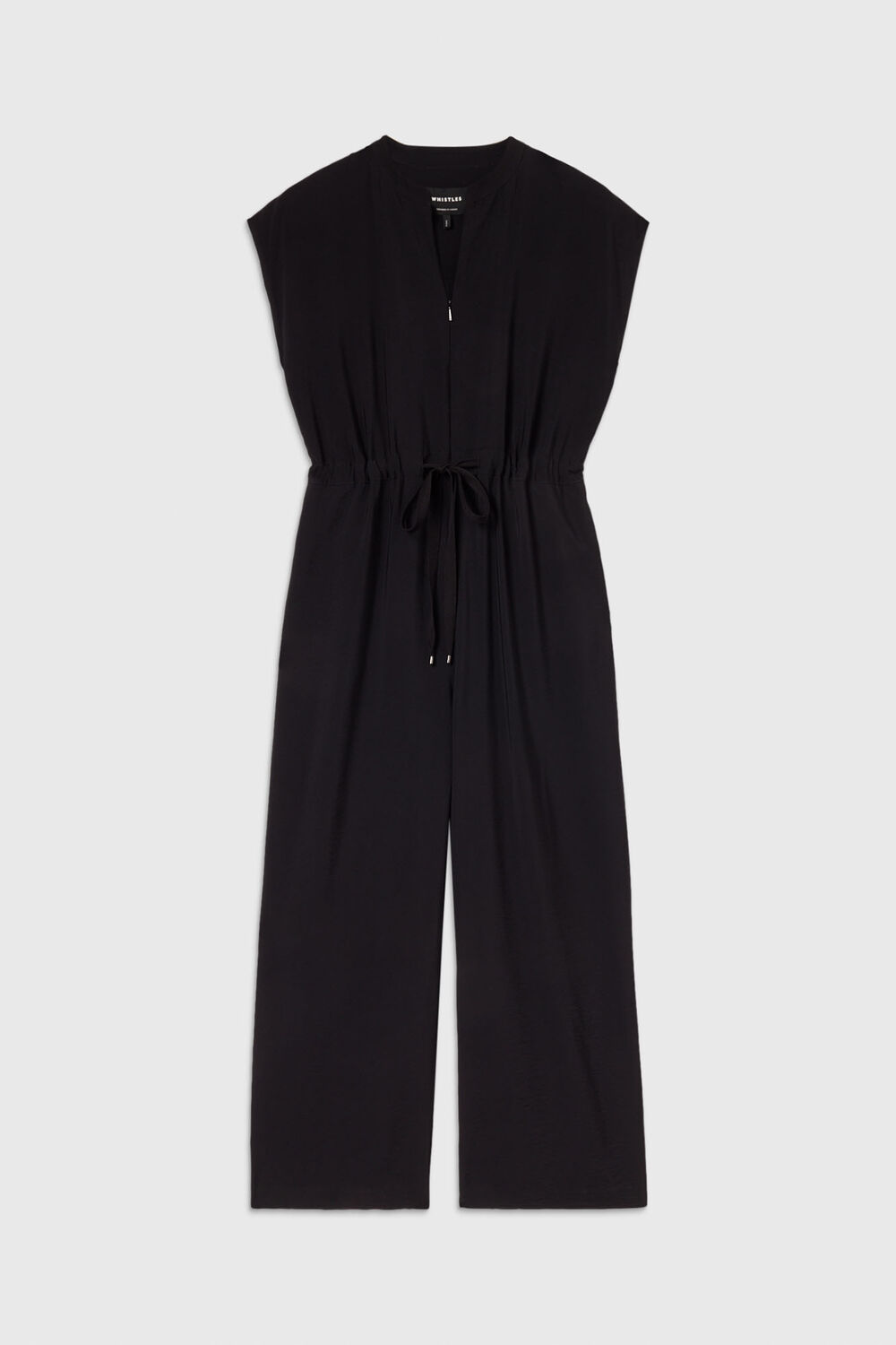 Black Sleeveless Drawstring Jumpsuit