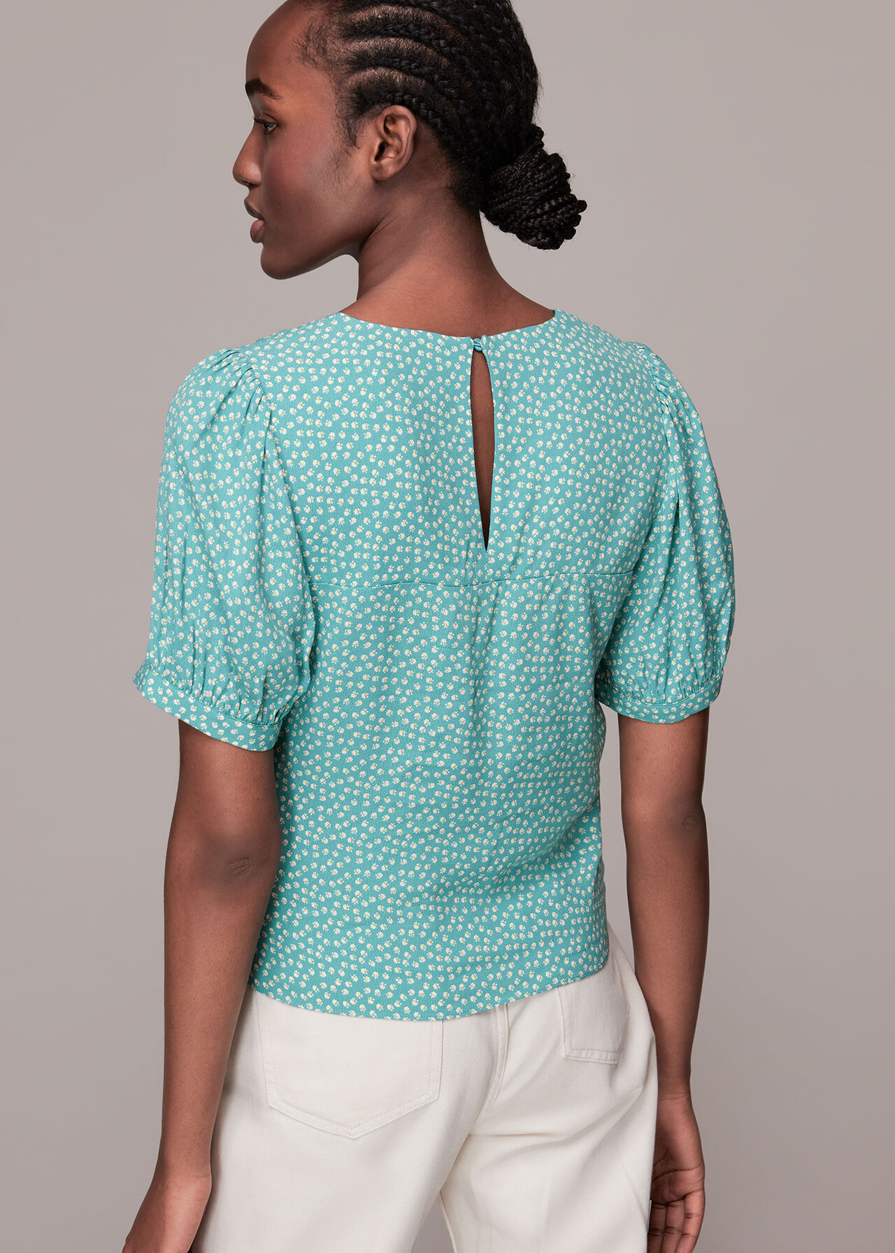 Ditsy Floral Gather Front Top