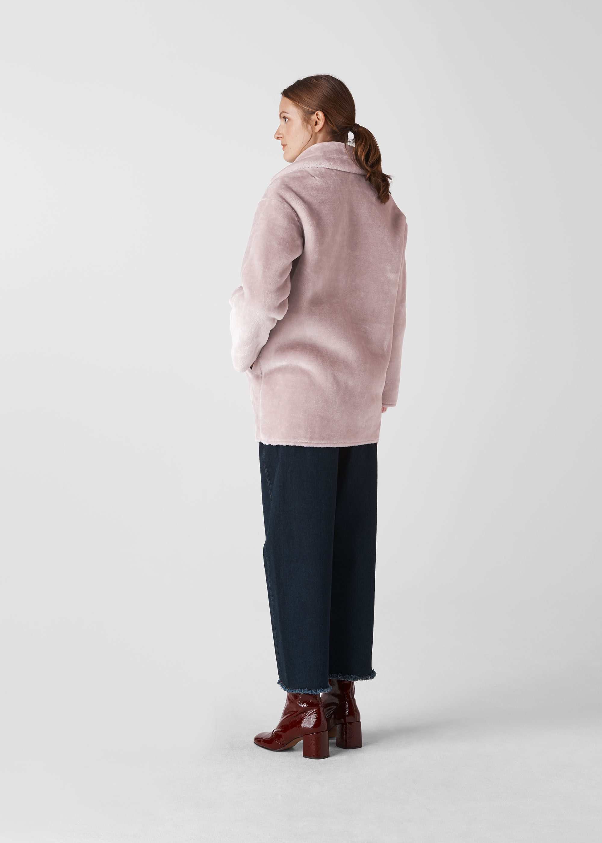 Whistles lilac cheap faux fur coat
