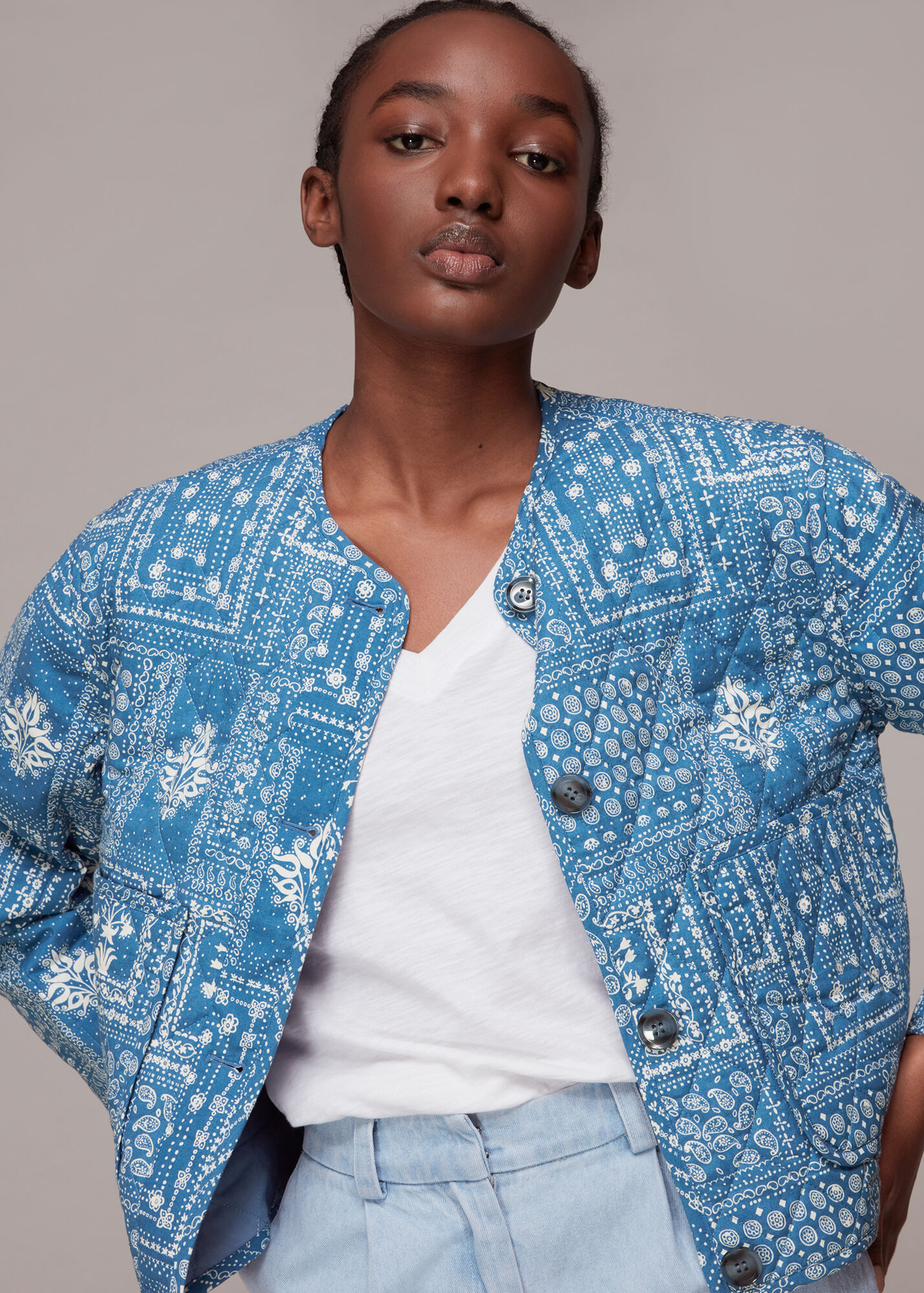 Multicolour Bandana Print Quilted Jacket WHISTLES