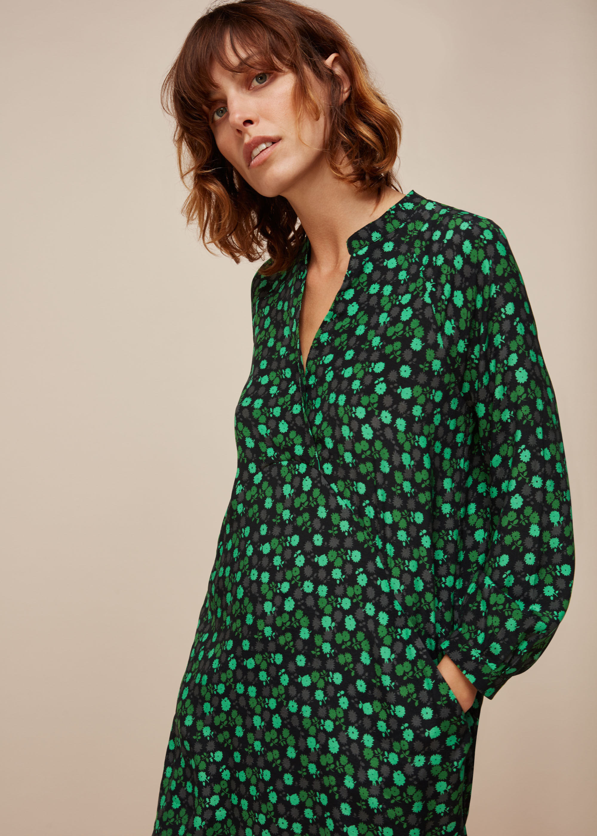 Whistles ditsy green dress hotsell