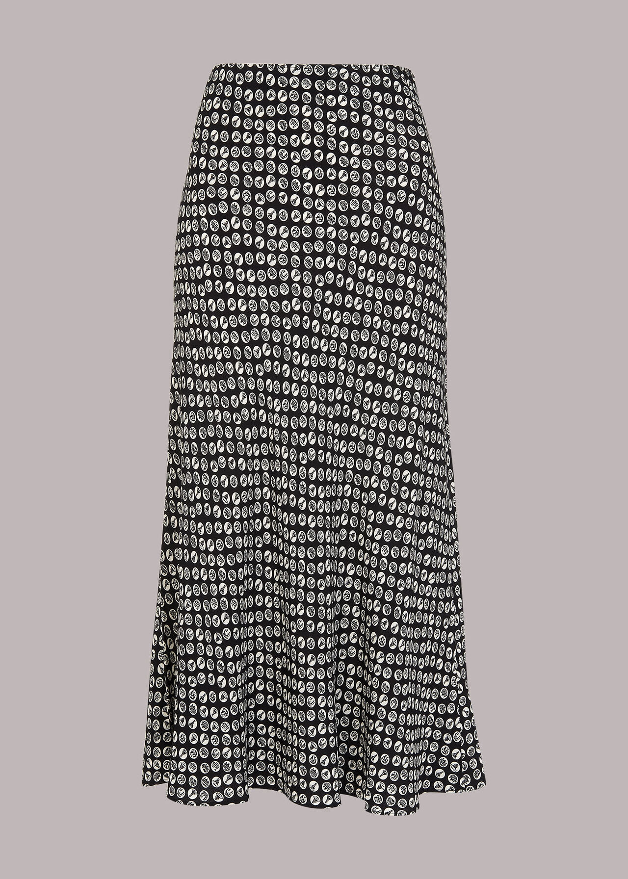 Black/Multi Landmark Print Bias Cut Skirt | WHISTLES