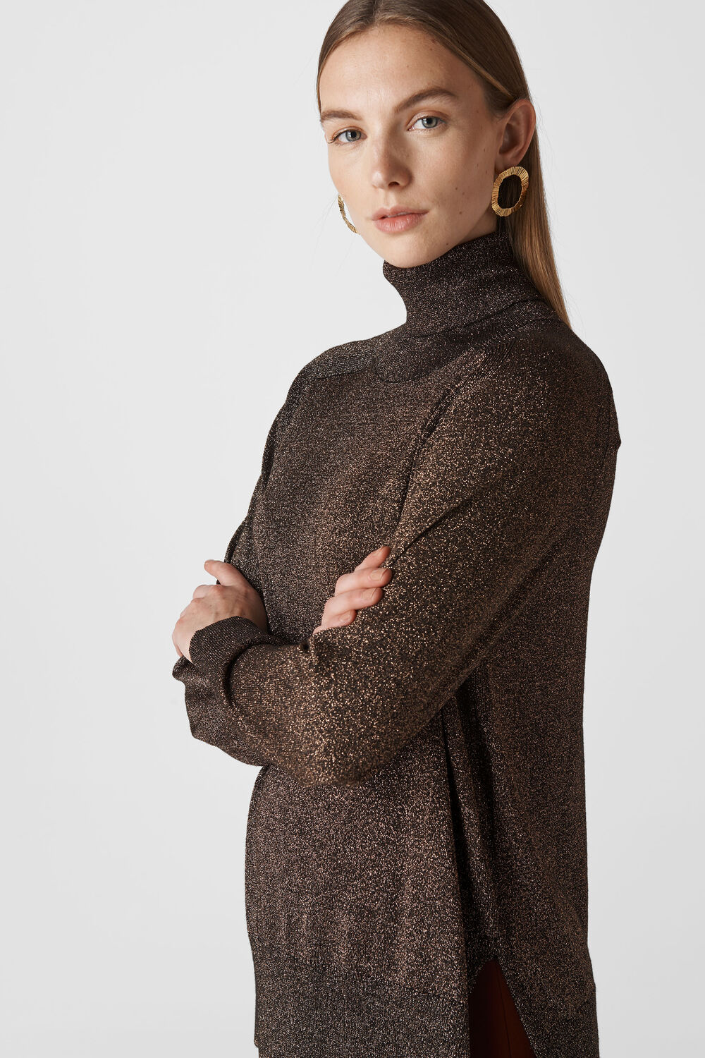 Sparkle Relaxed Polo Neck
