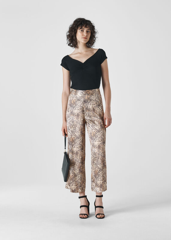 Big Cat Print Satin Trouser