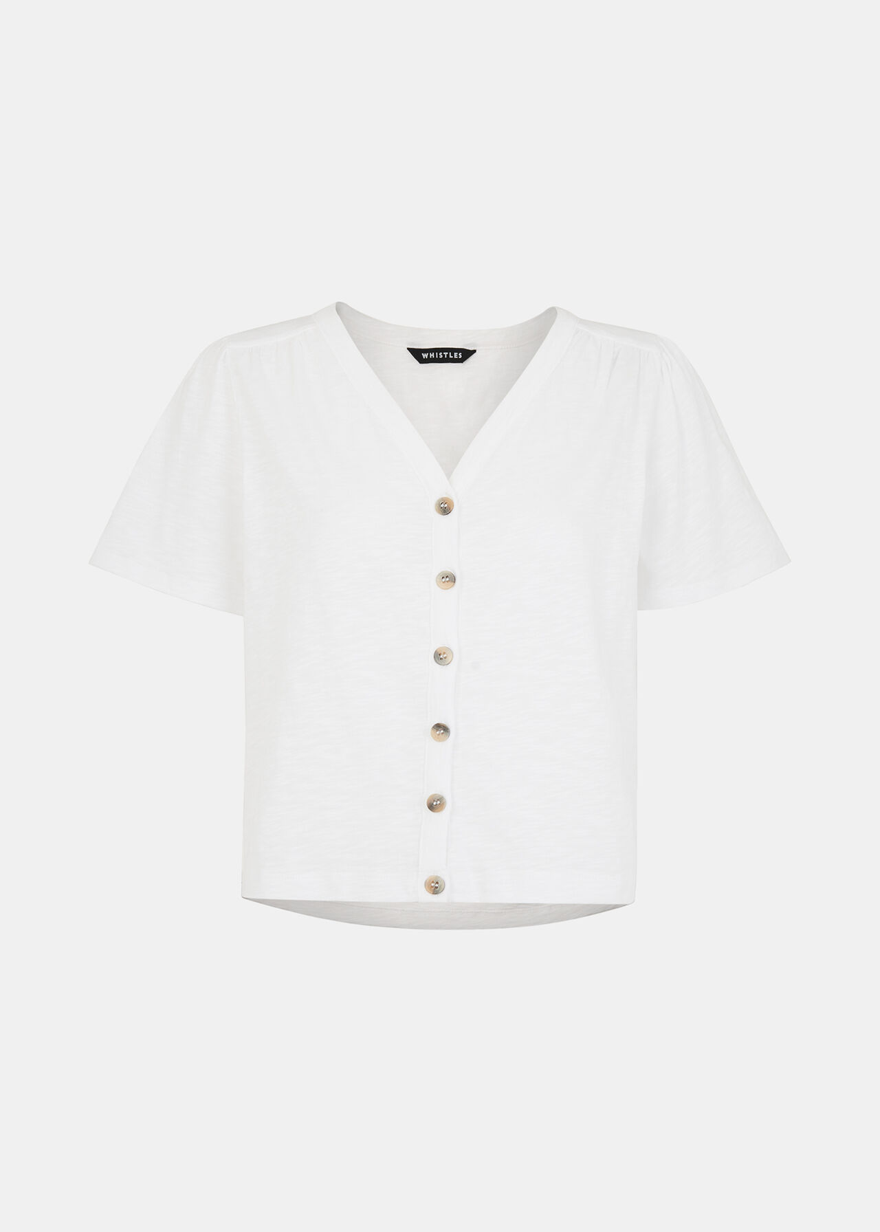Maeve V Neck Button Front Tee