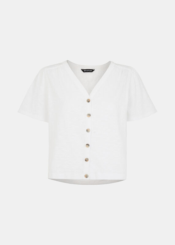 Maeve V Neck Button Front Tee