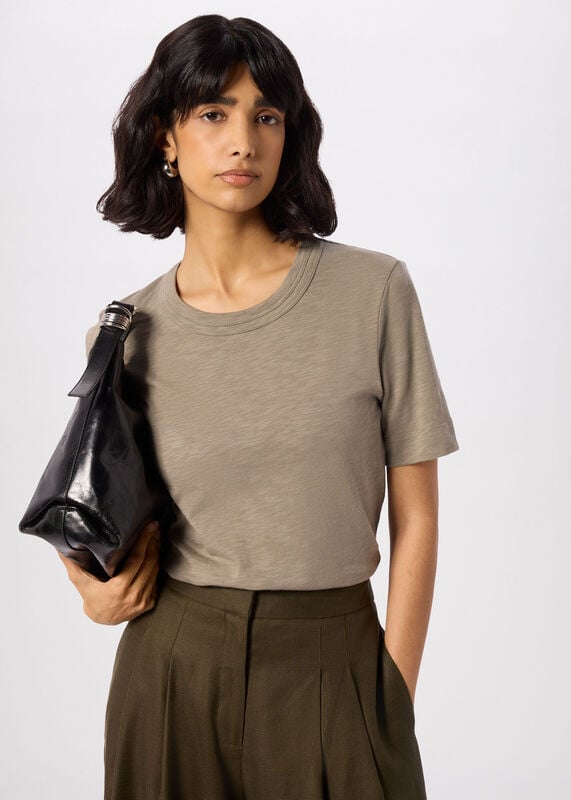 Sage Green Rosa Double Trim T-Shirt