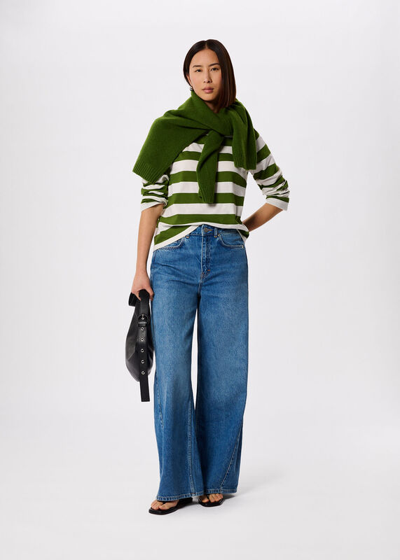 Green Relaxed Stripe Long Sleeve Tee