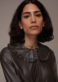 Leather Frill Collar Shirt