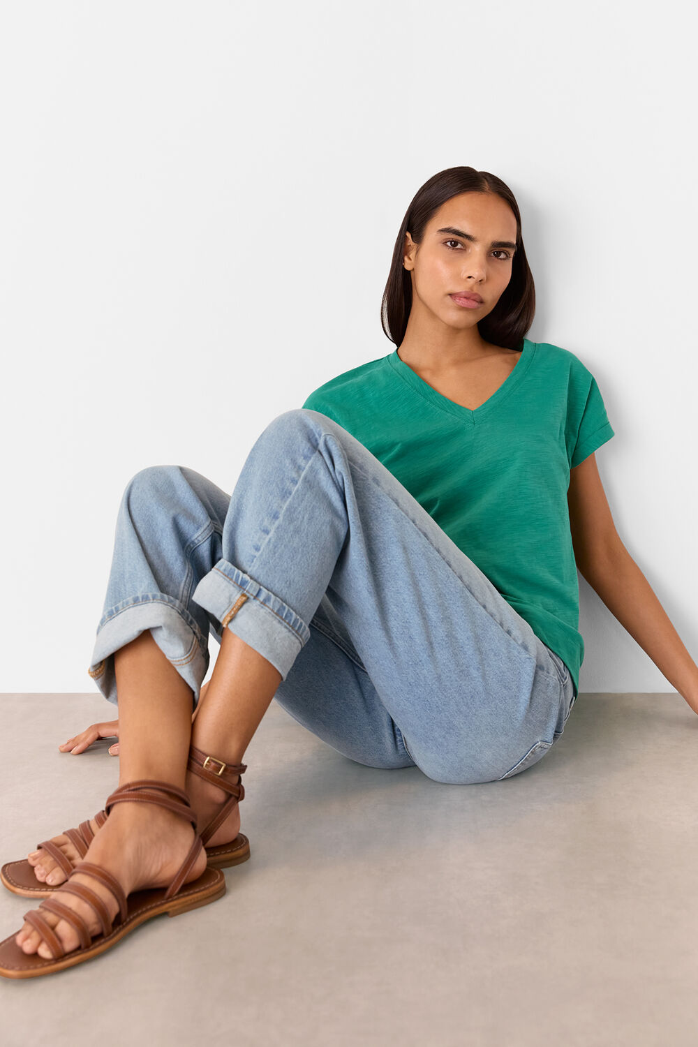 Willa V Neck Cap Sleeve Tee