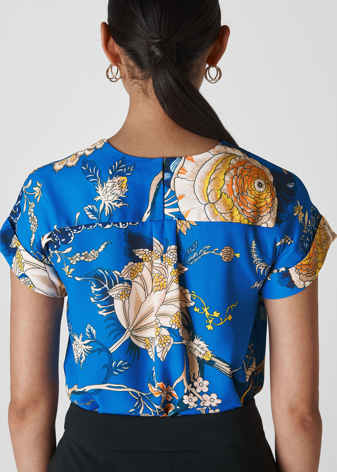 Exotic Floral Shell Top Blue/Multi