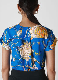 Exotic Floral Shell Top Blue/Multi