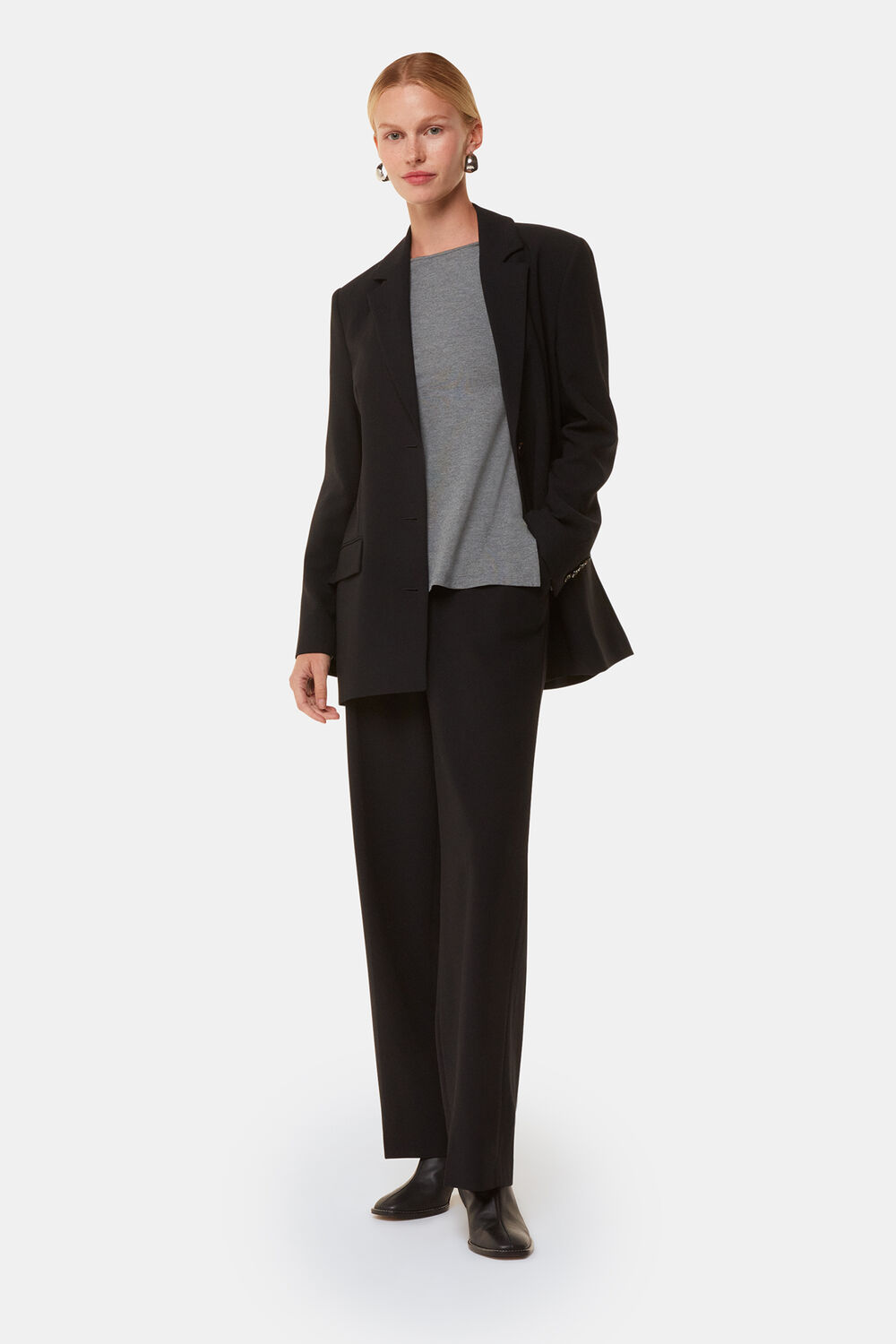 Slim Straight Neck Jersey Top