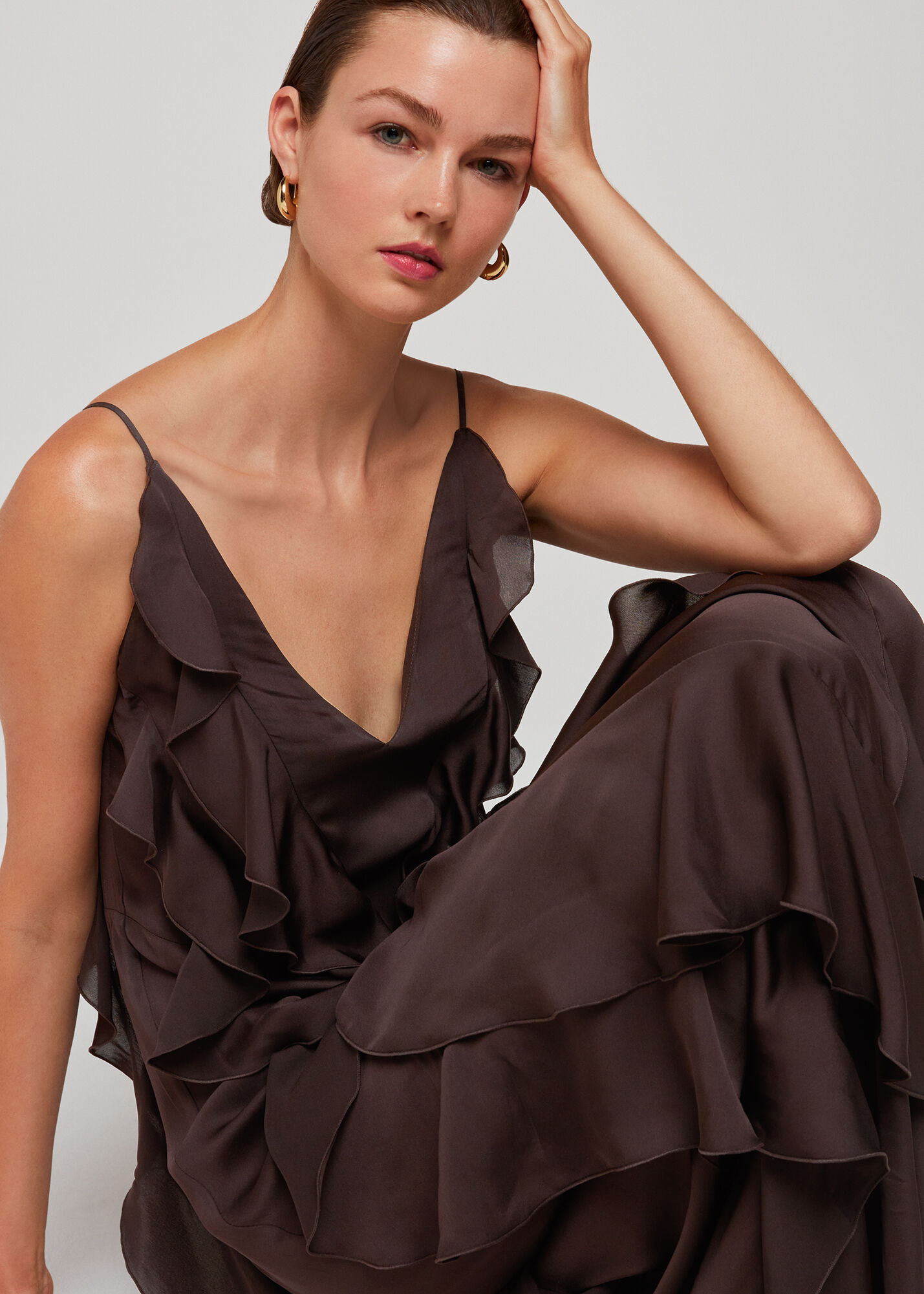 シモンズグランドセール Dress Maxi Ruffle Chocolate | | US Whistles | WHISTLES ワンピース
