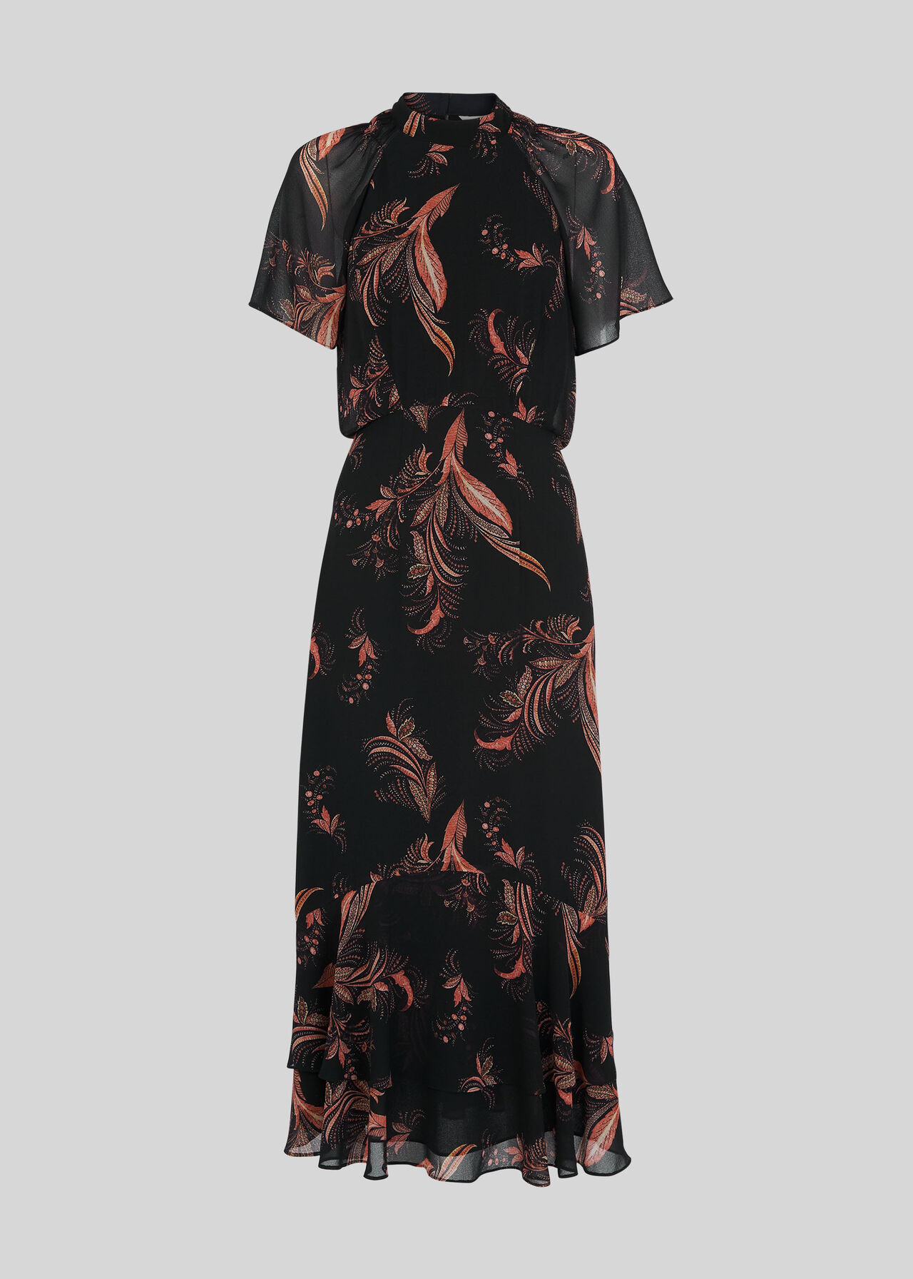 Rose Paisley Leaf Dress Black/Multi