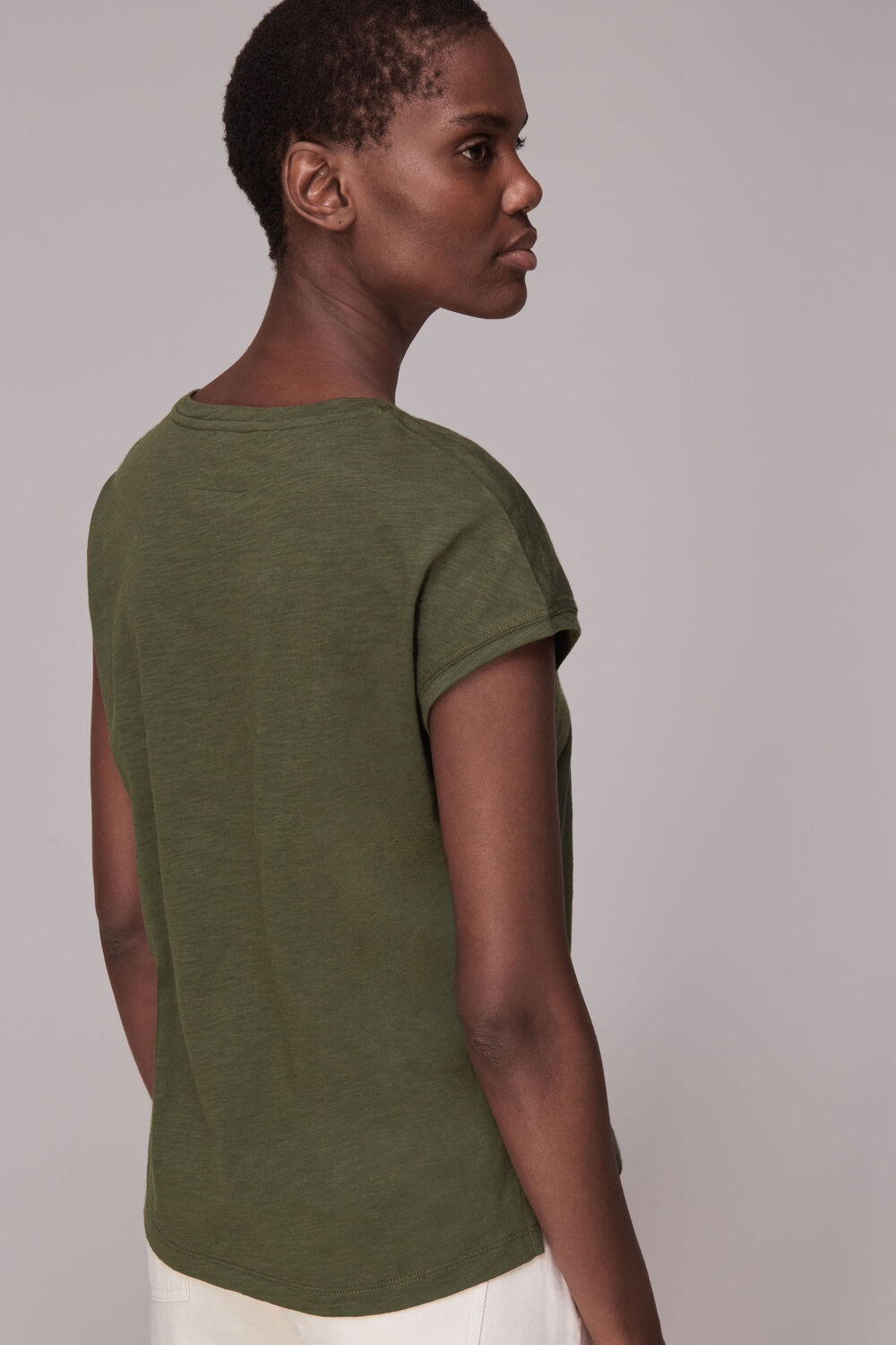 Minimal Cap Sleeve Tee Khaki
