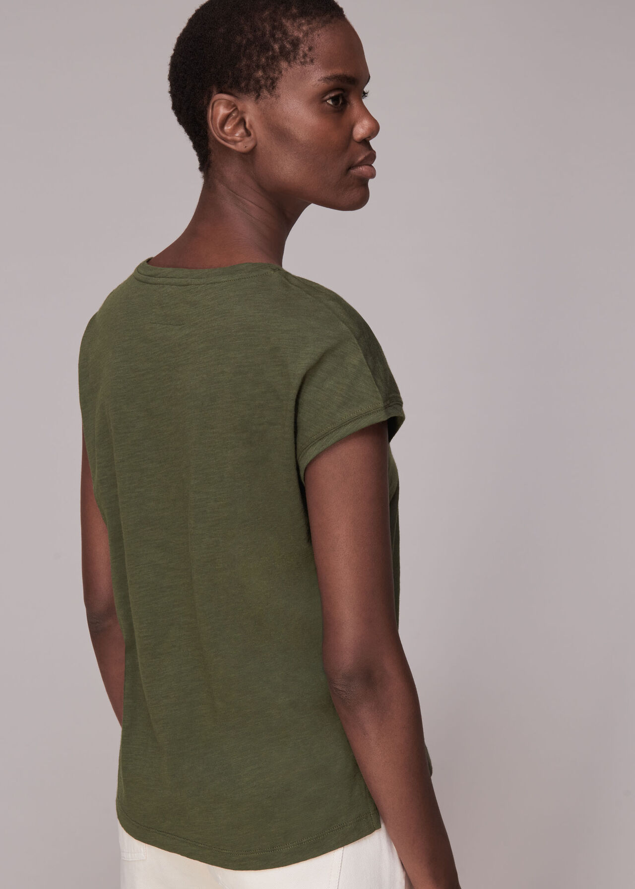 Minimal Cap Sleeve Tee Khaki