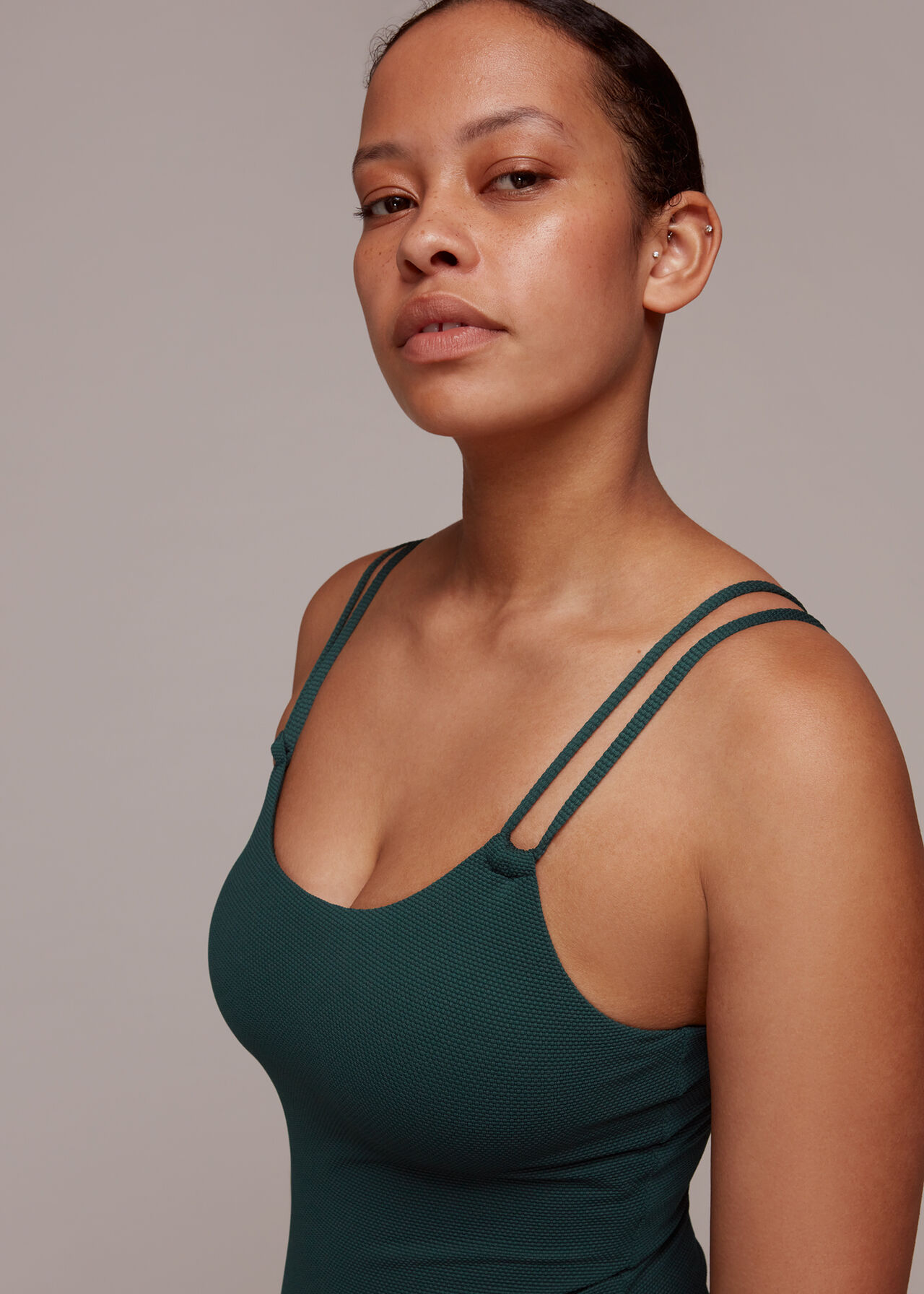 Double Strap Textured Swimsuit