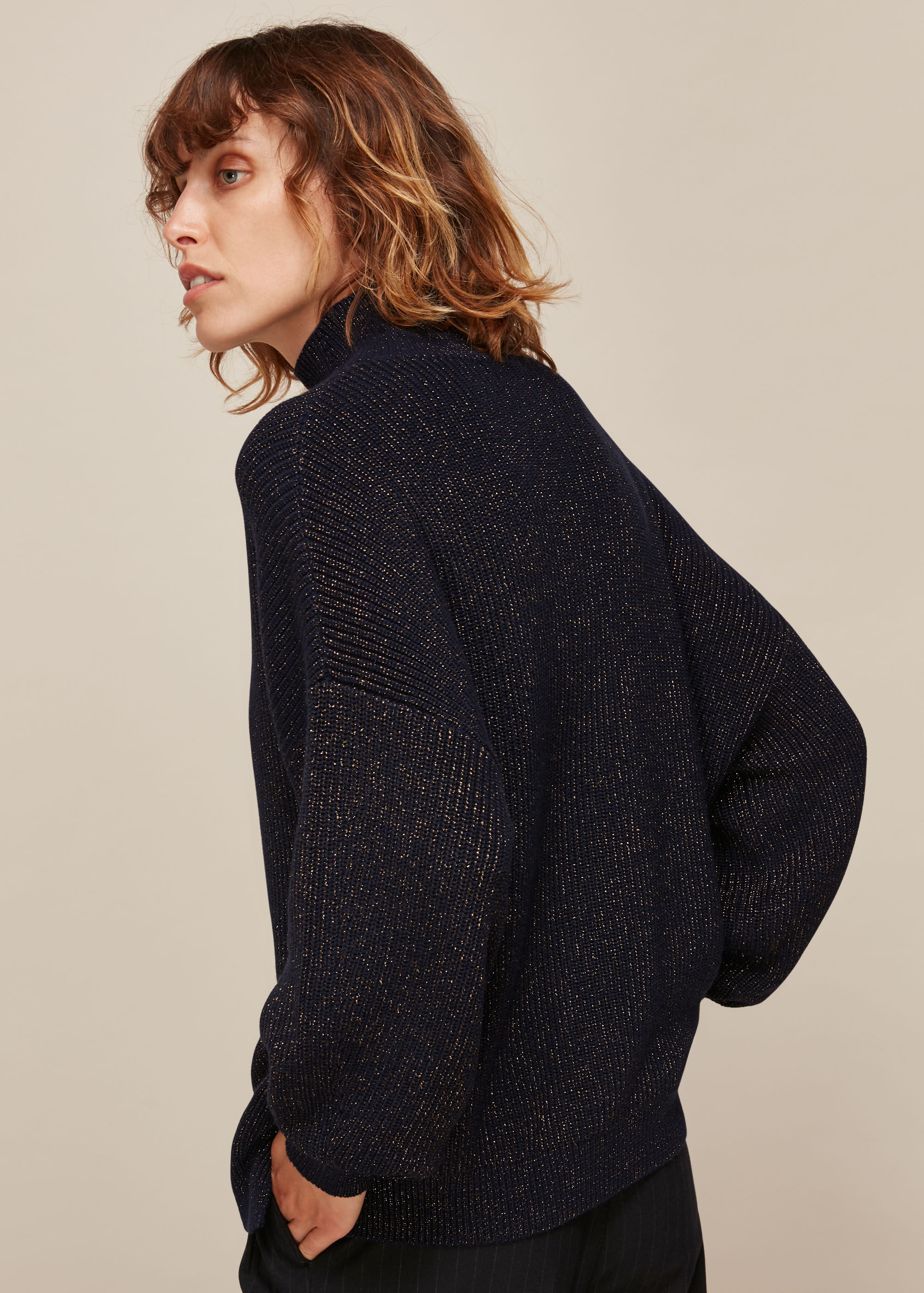 Navy Multi Chunky Sparkle Knit WHISTLES