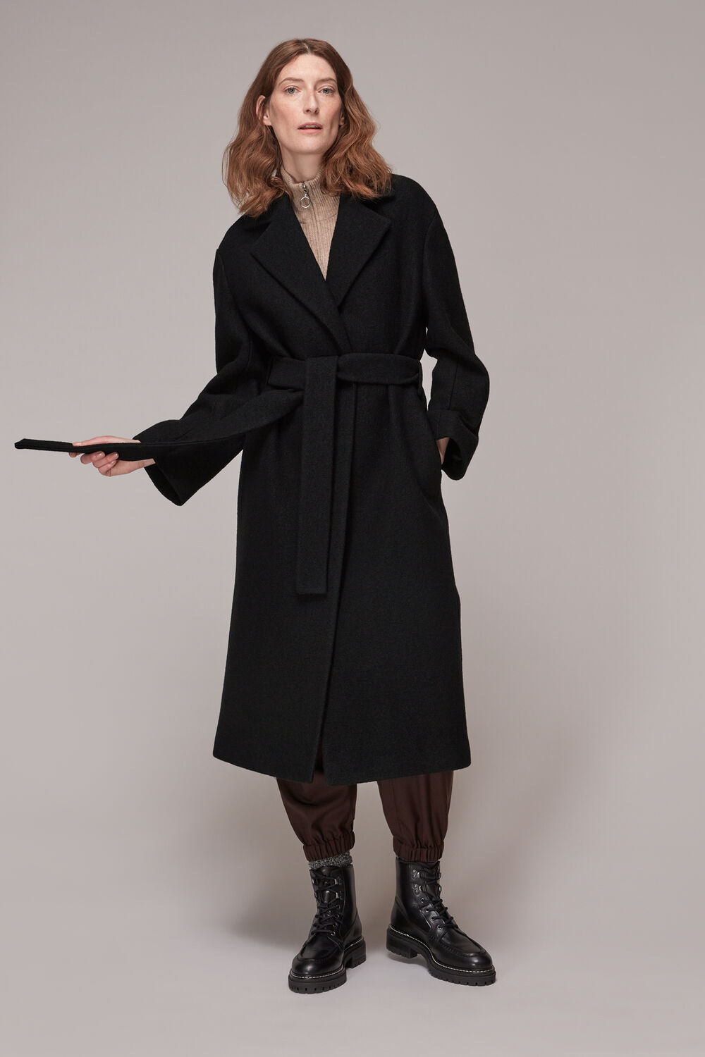 Tie Waist Wool Coat
