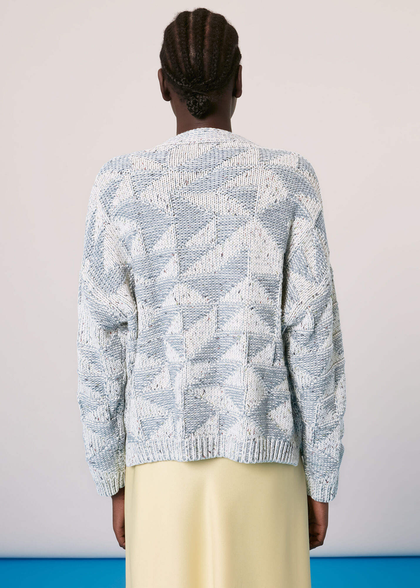 Blue/Multi Triangle Intarsia Cardigan WHISTLES Whistles