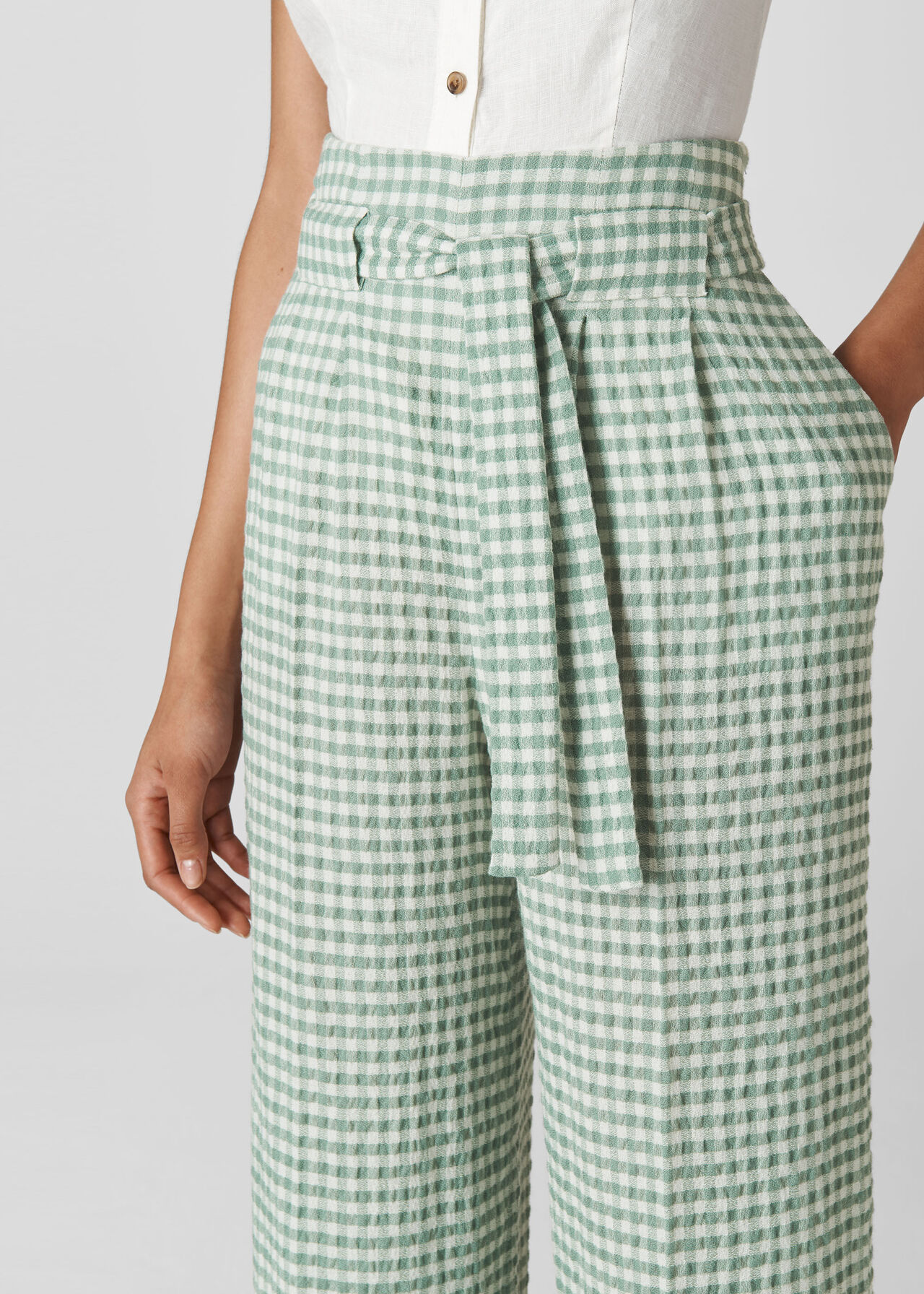 Belted Gingham Trouser Green/Multi