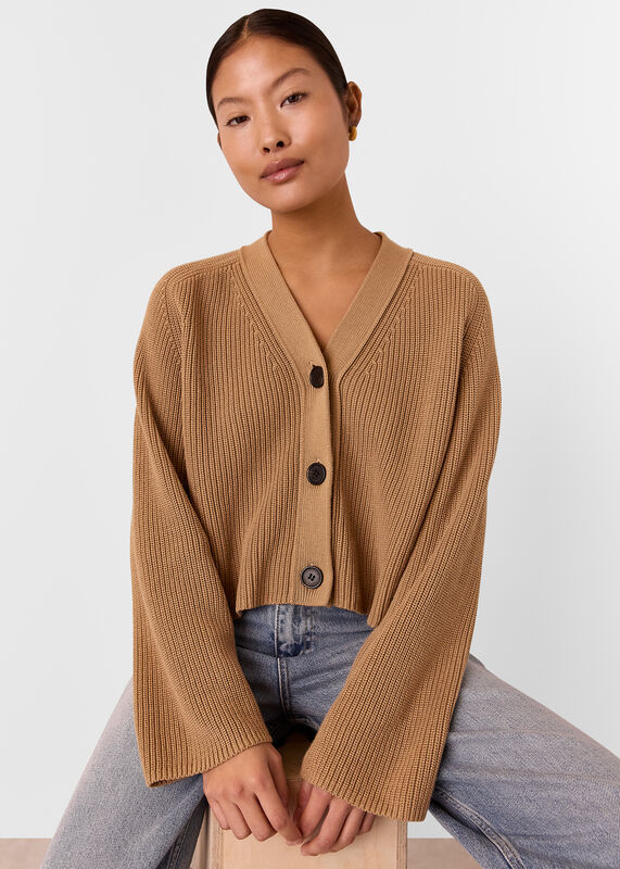 Camel Petite Nala Cotton Cardigan