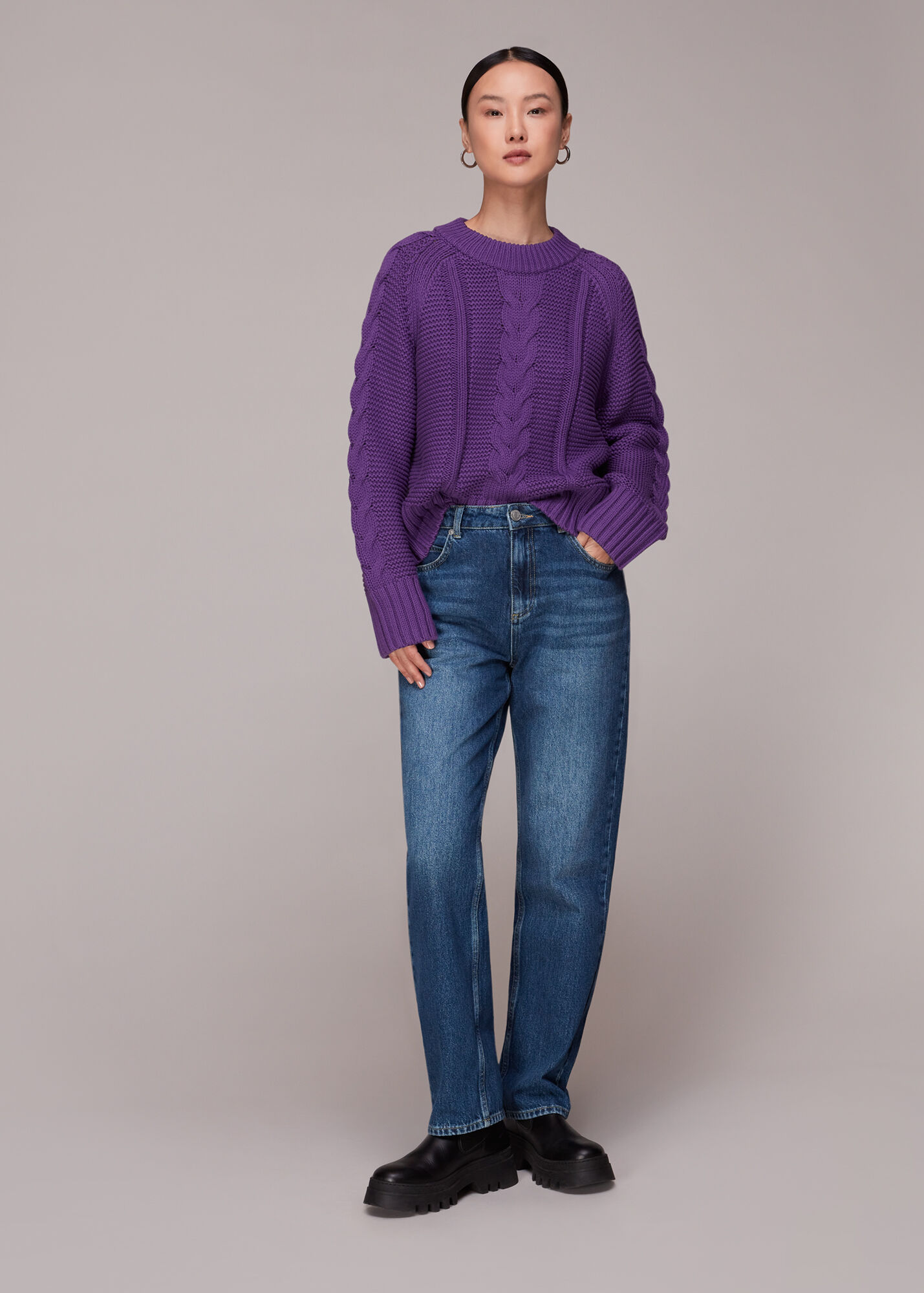 Purple Cable Sweater | WHISTLES
