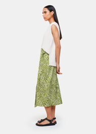 Linear Leaf Wrap Midi Skirt