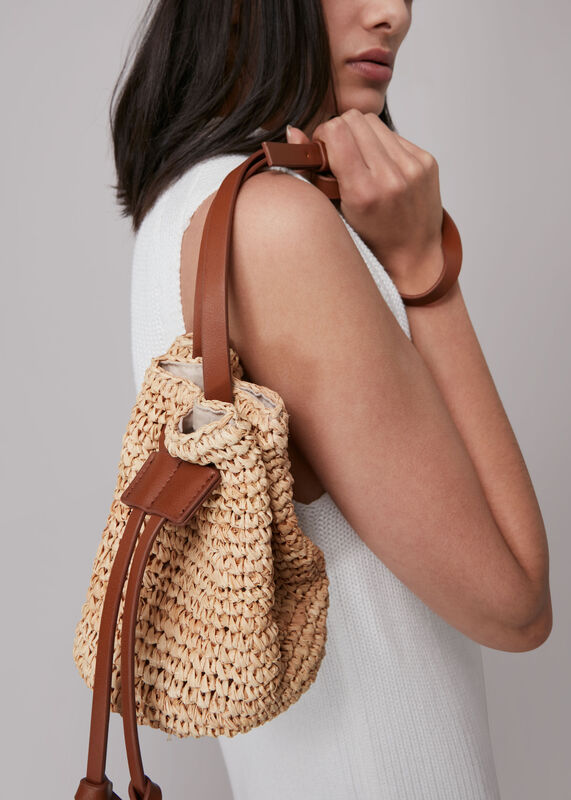 Abi Mini Straw Drawstring Bag