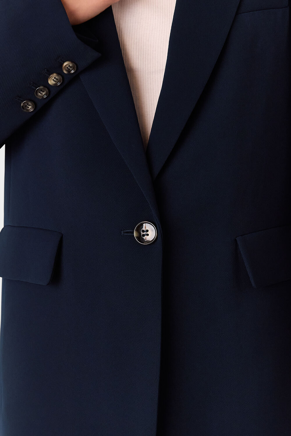 Navy Petite Crepe Boyfriend Blazer