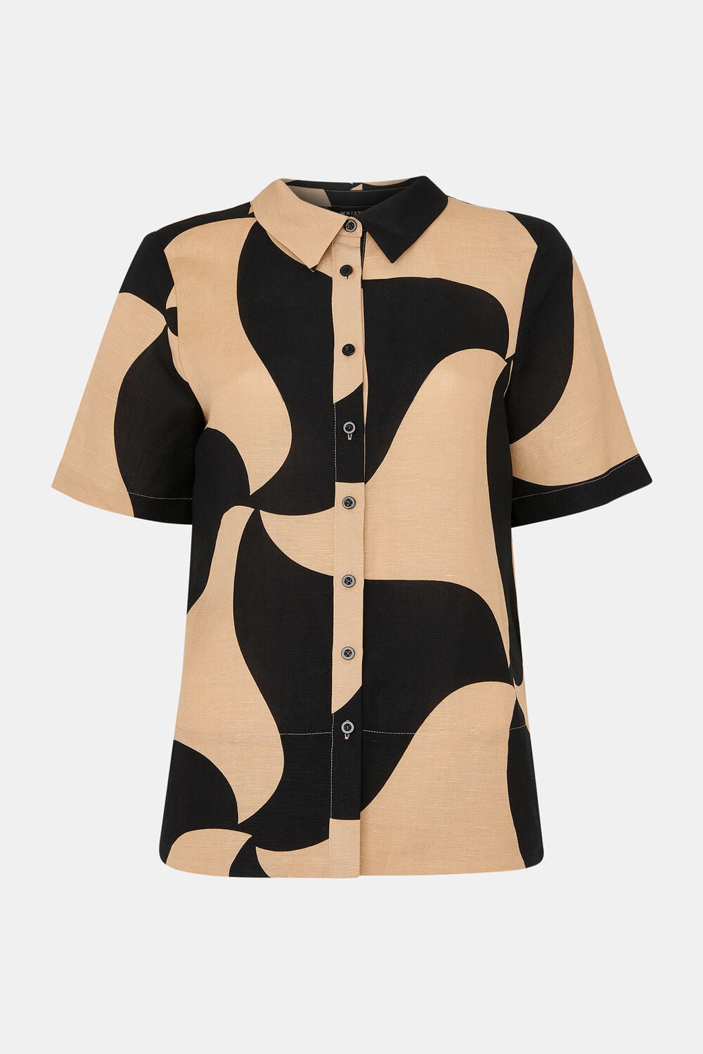 Black Swirl Linen Blend Shirt