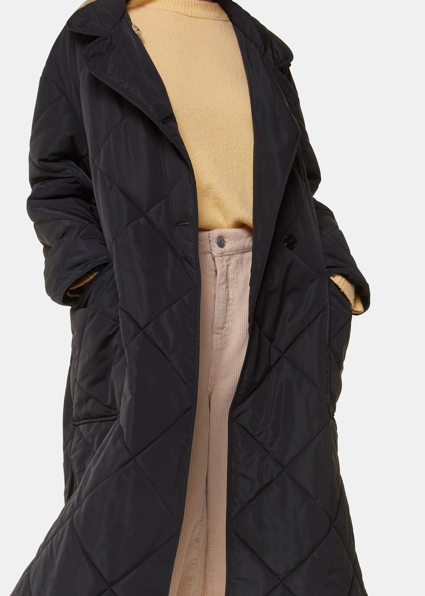 Black Alice Longline Quilted Coat | WHISTLES | Whistles US |