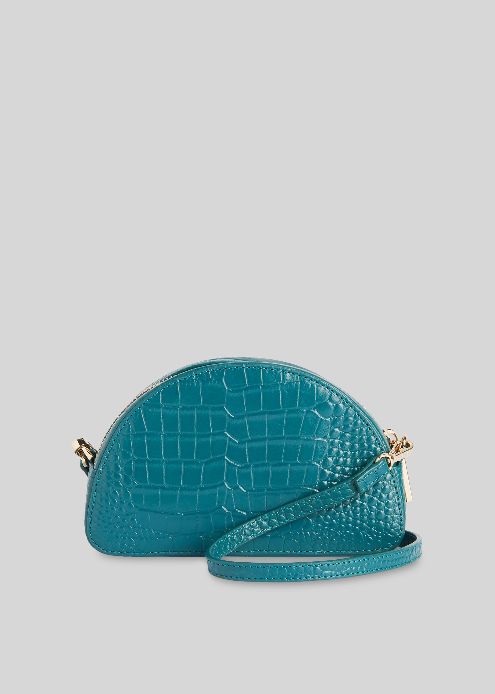 Teal Jasmin Croc Half Moon Bag