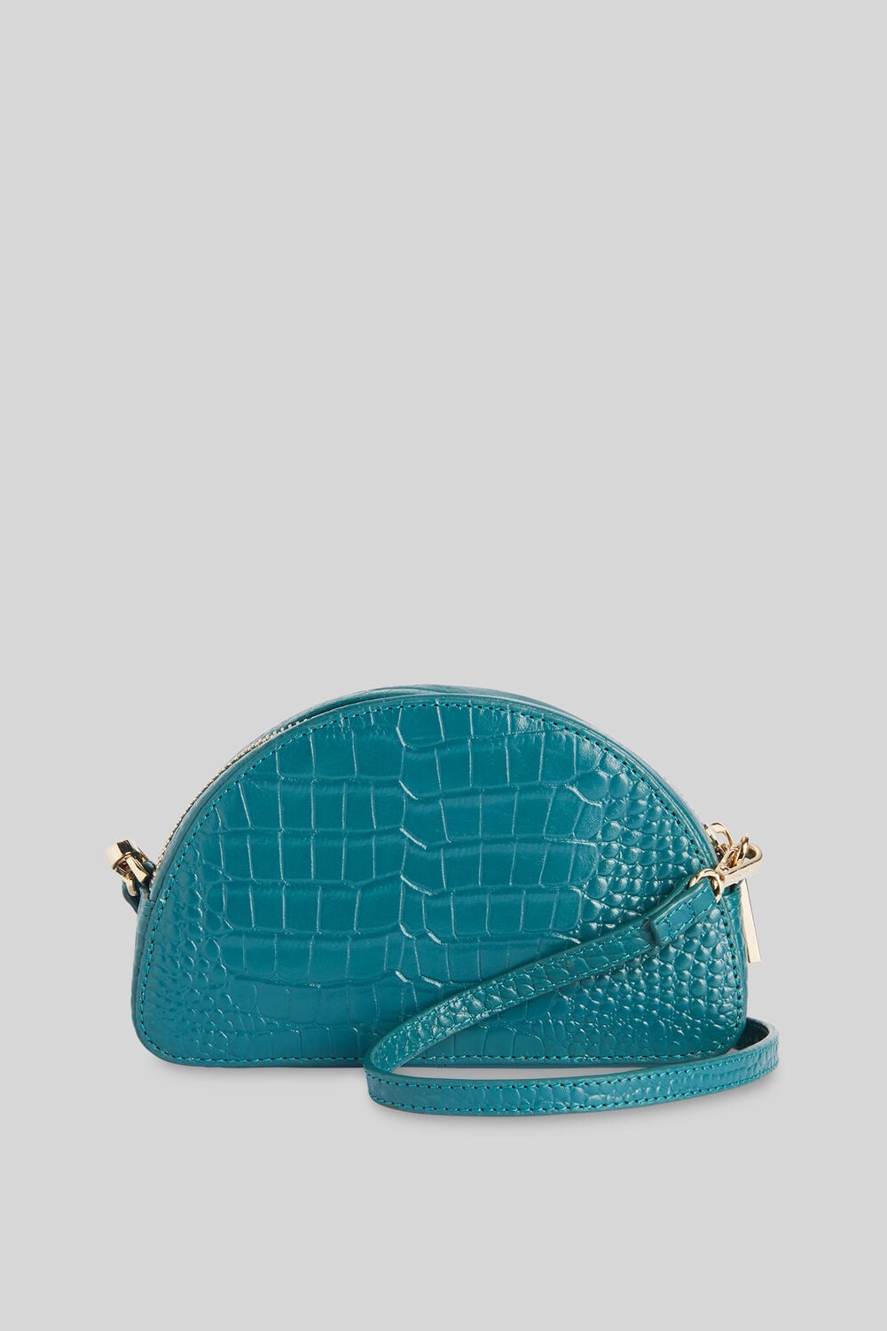Jasmin Croc Half Moon Bag Teal