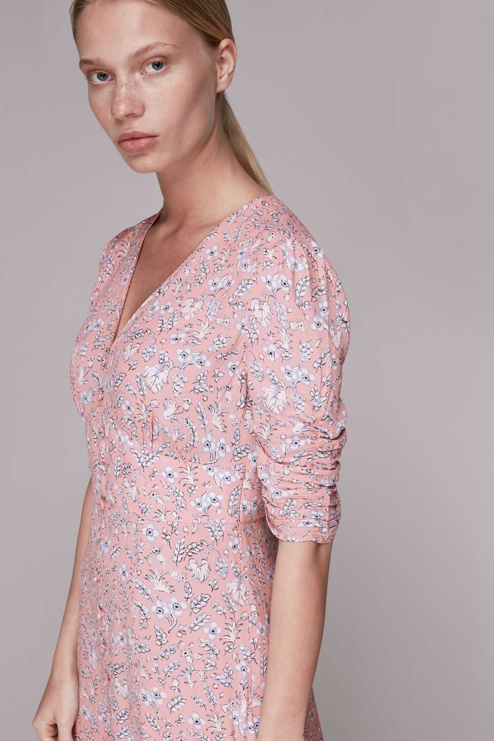 Wheat Floral Midi Dress