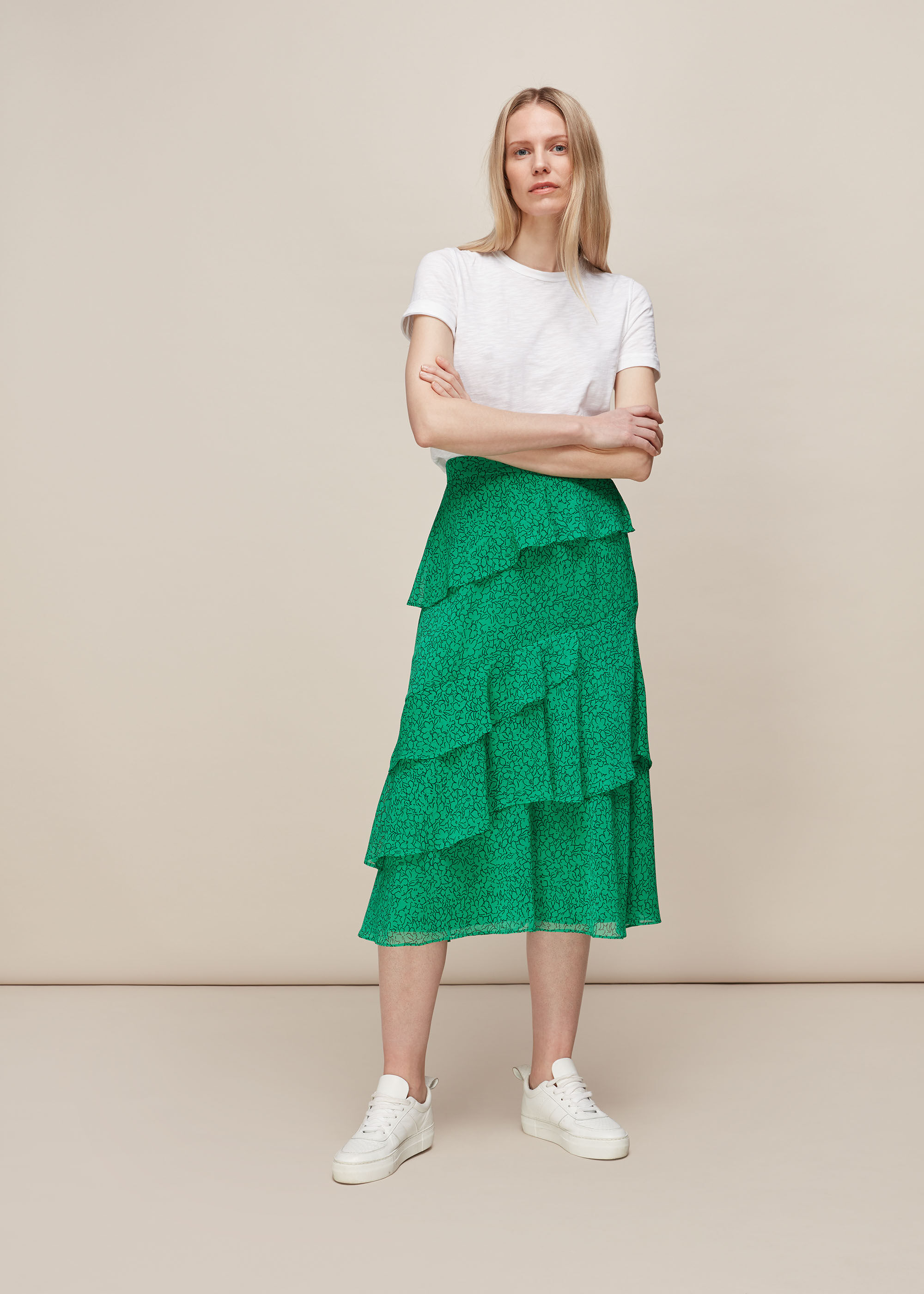 Tiered skirt floral clearance
