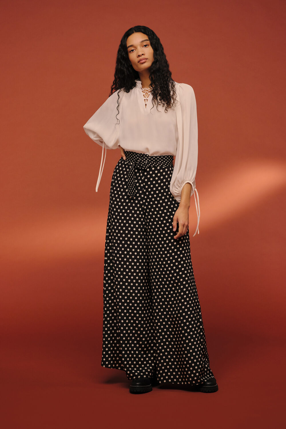 Spot Silk Palazzo Trouser