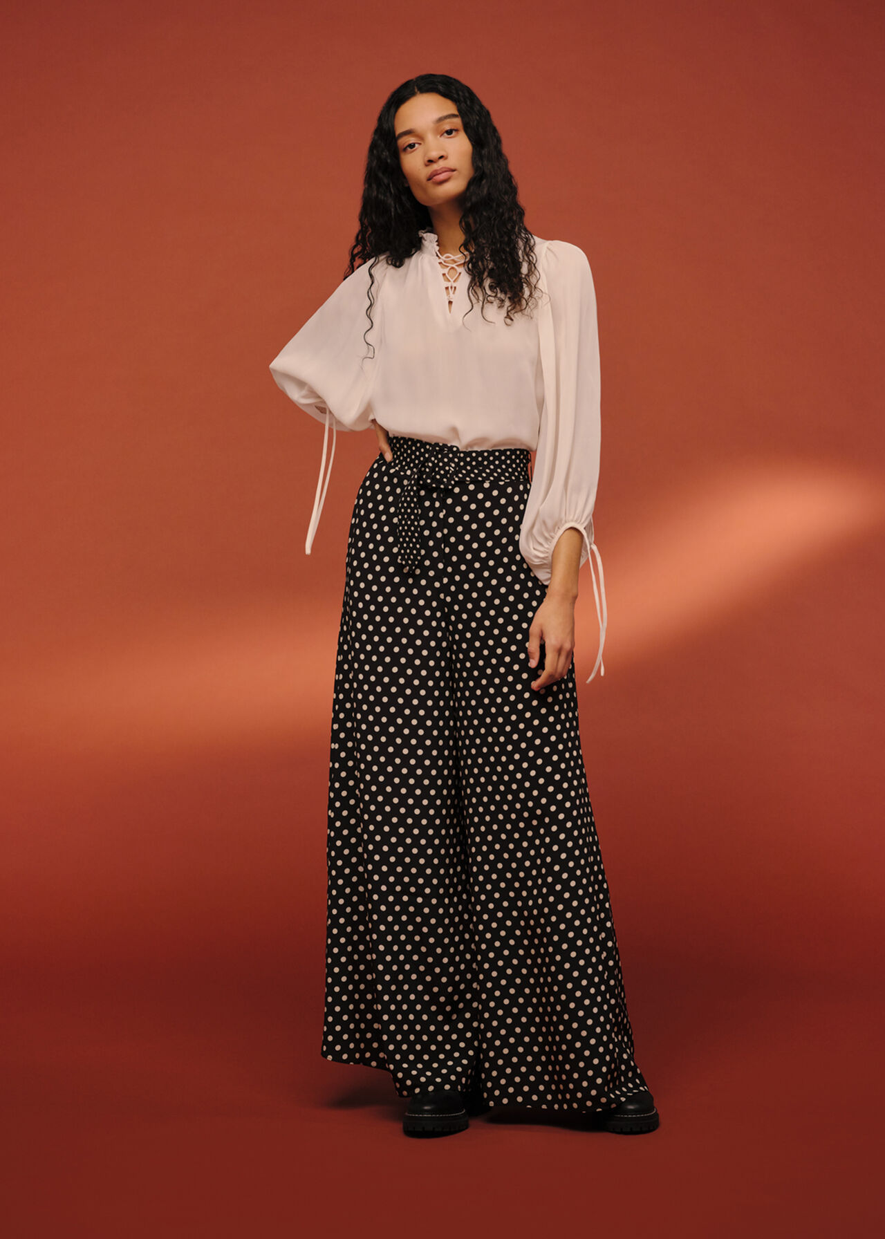 Spot Silk Palazzo Trouser