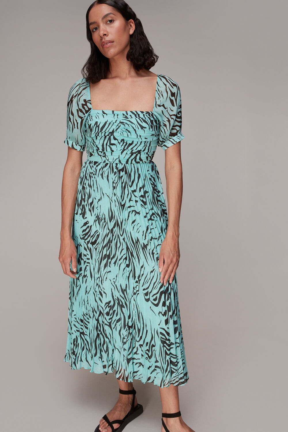 Midnight Tiger Pleated Dress