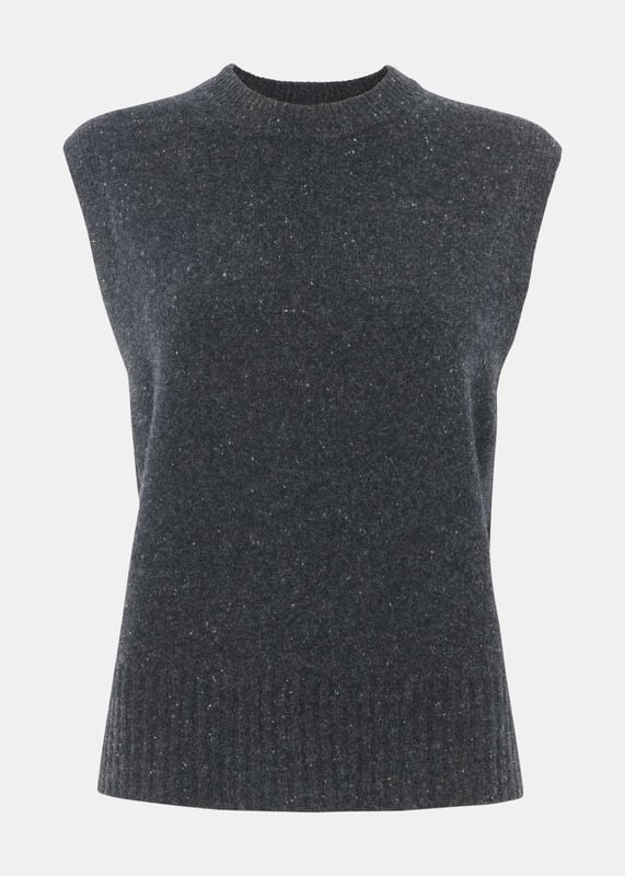 Dark Grey Wool Fleck Sleeveless Tank