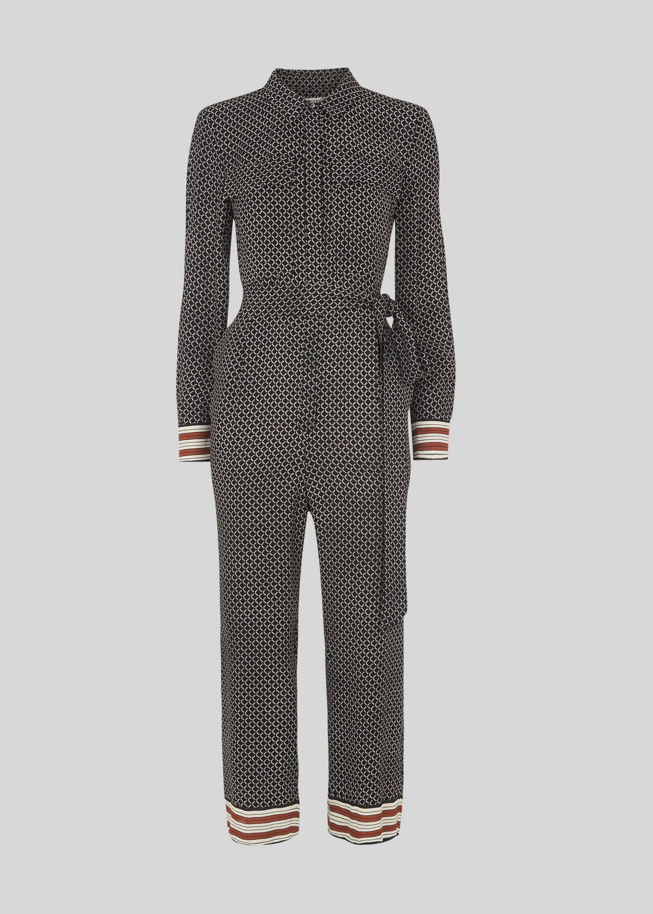 Navy/Multi Foulard Stripe Print Jumpsuit | WHISTLES