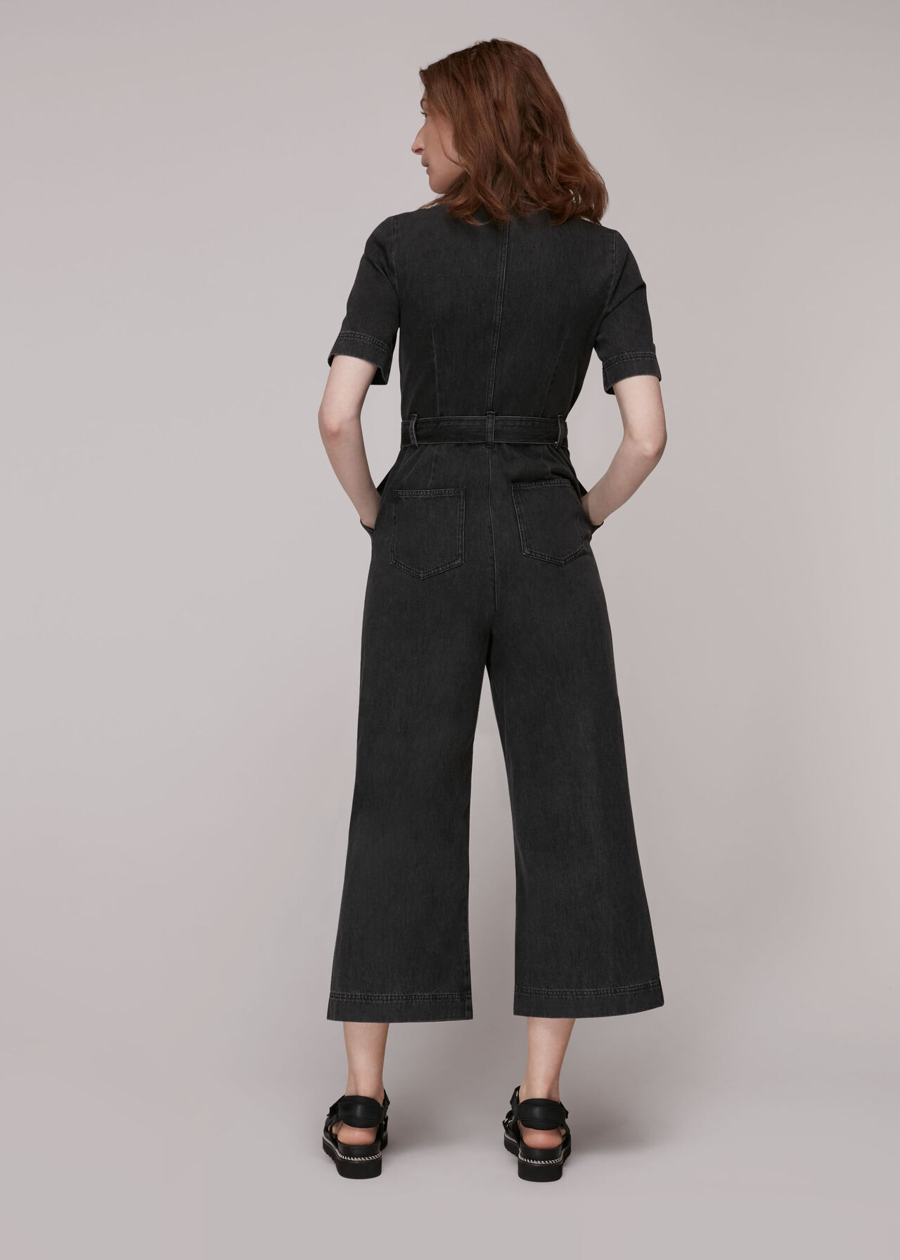 Tie Waist Denim Jumpsuit