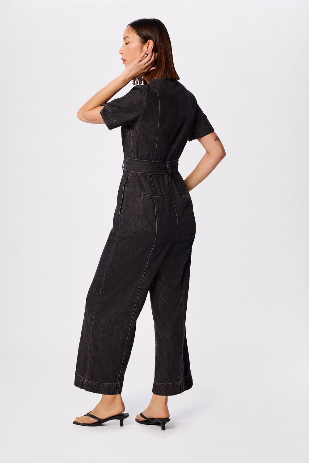 Washed Black Button Down Jumpsuit